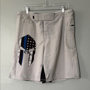 Men's Athletic Shorts with Spartan Design - Light Gray